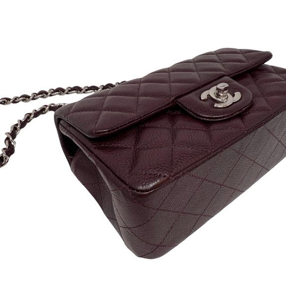 Chanel Caviar Classic Flap Mini Rectangular Burgundy Raisin Limited Edition - Picture 6 of 16